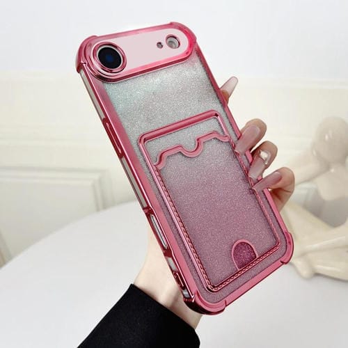 Funda de TPU con diseño de cuatro esquinas y purpurina galvanizada para iPhone 17 Air (rosa)