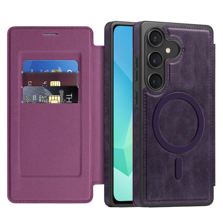 Funda de cuero Linton MagSafe para Samsung Galaxy A16 5G (morada)