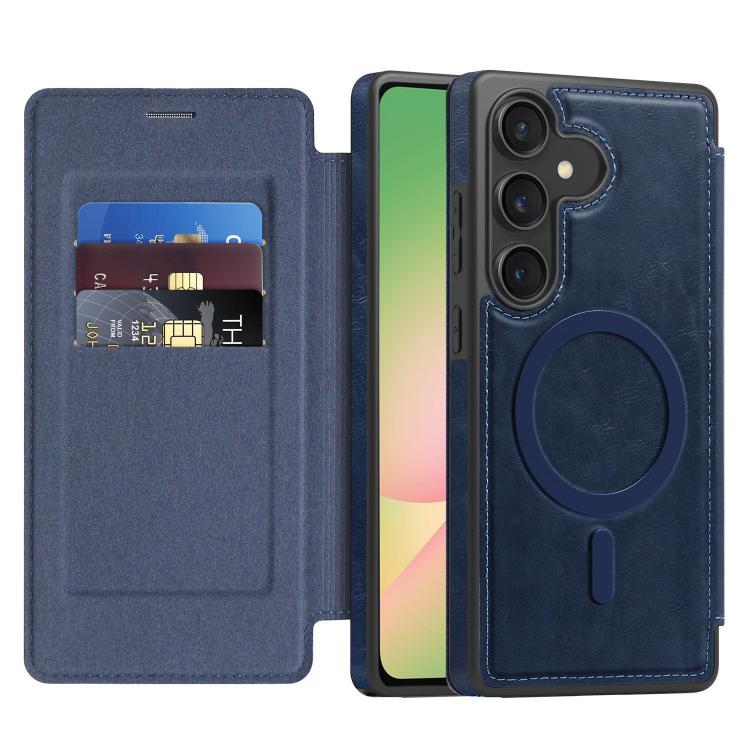 Funda de cuero Linton MagSafe para Samsung Galaxy A56 5G (azul)