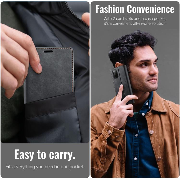 Funda para Samsung Galaxy S20 CaseMe 033 con forro de piel de becerro, microfibra y bloqueo RFID (negra)