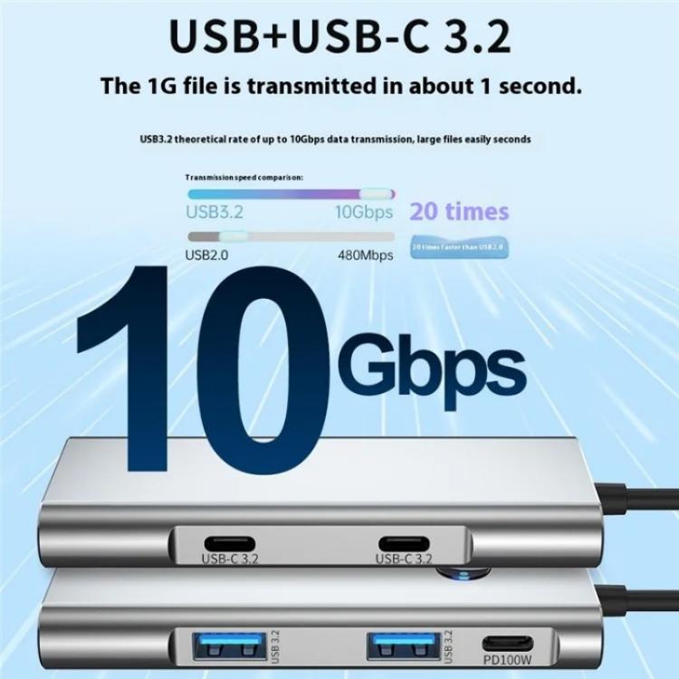 2426 Apagado de pantalla con una sola tecla Tipo-C a 2 x USB 3.2, HD, PD100W, 2 x concentrador USB-C 3.2