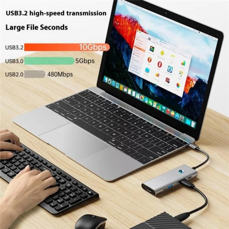 2426 Apagado de pantalla con una sola tecla Tipo-C a 2 x USB 3.2, HD, PD100W, 2 x concentrador USB-C 3.2