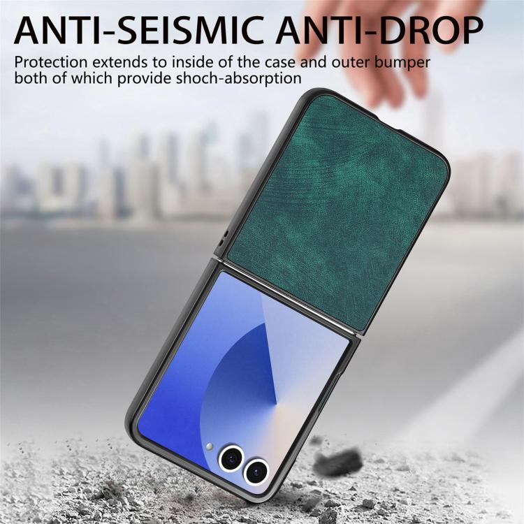 Funda trasera de cuero vintage para Samsung Galaxy Z Flip 7 5G (verde)