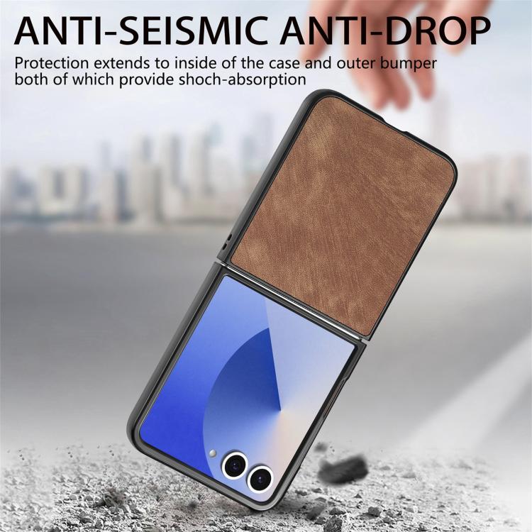 Funda trasera de cuero vintage para Samsung Galaxy Z Flip 7 5G (marrón)