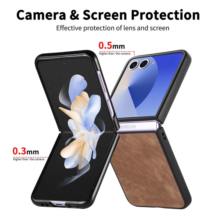Funda trasera de cuero vintage para Samsung Galaxy Z Flip 7 5G (azul)