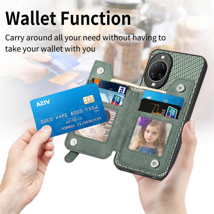 Funda tipo cartera con cremallera horizontal de fibra de carbono para Huawei nova 14 Pro (marrón)