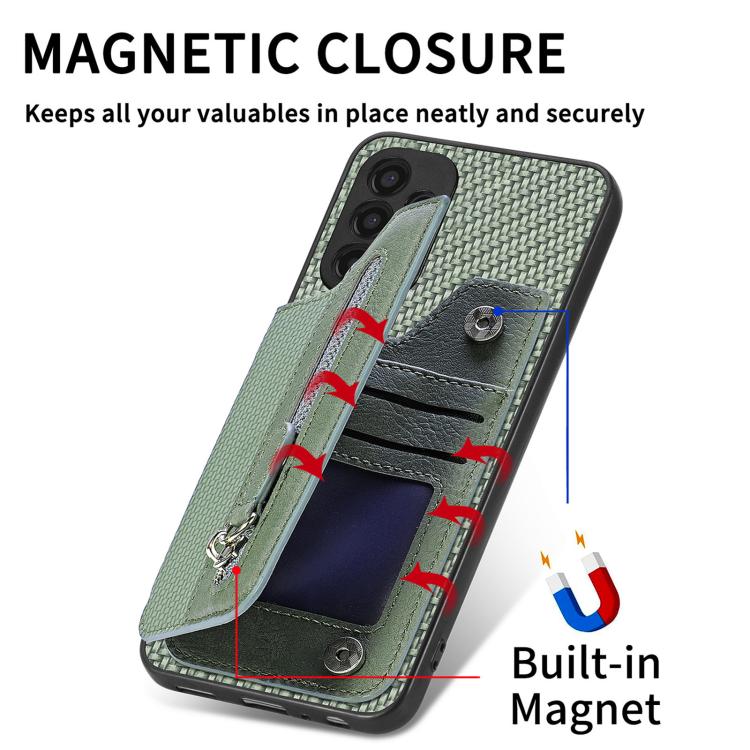 Funda tipo cartera con cremallera horizontal y tapa de fibra de carbono para Huawei nova 14 Pro (azul)