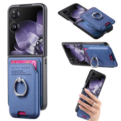 Funda magnética con tapa de tela sarga y anillo para Xiaomi Mix (azul)