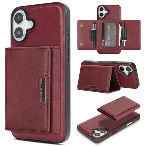 Funda de cuero plegable triple Kalebol con imán fuerte MagSafe para iPhone 17 (roja)