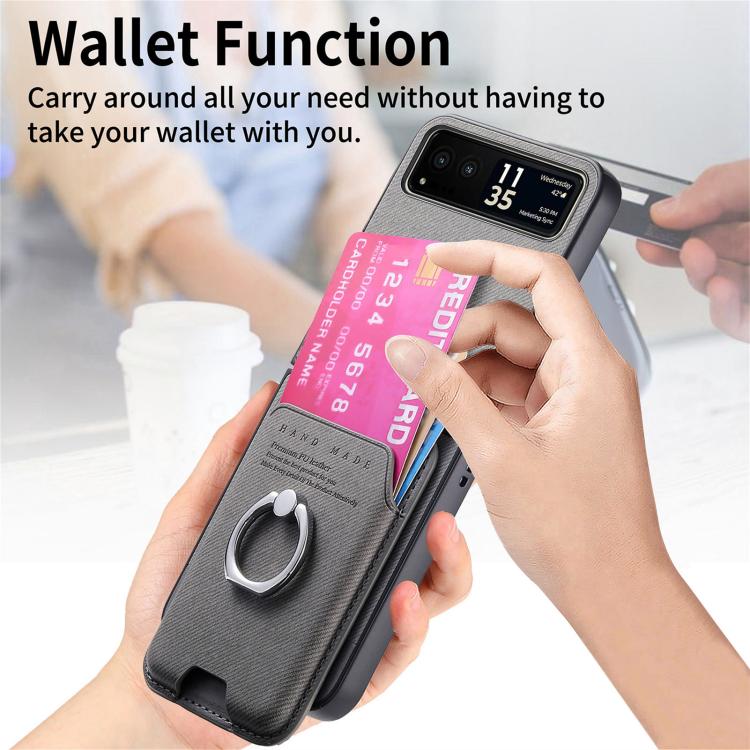Funda de tela sarga con anillo magnético para Motorola Moto Razr 40 (gris)