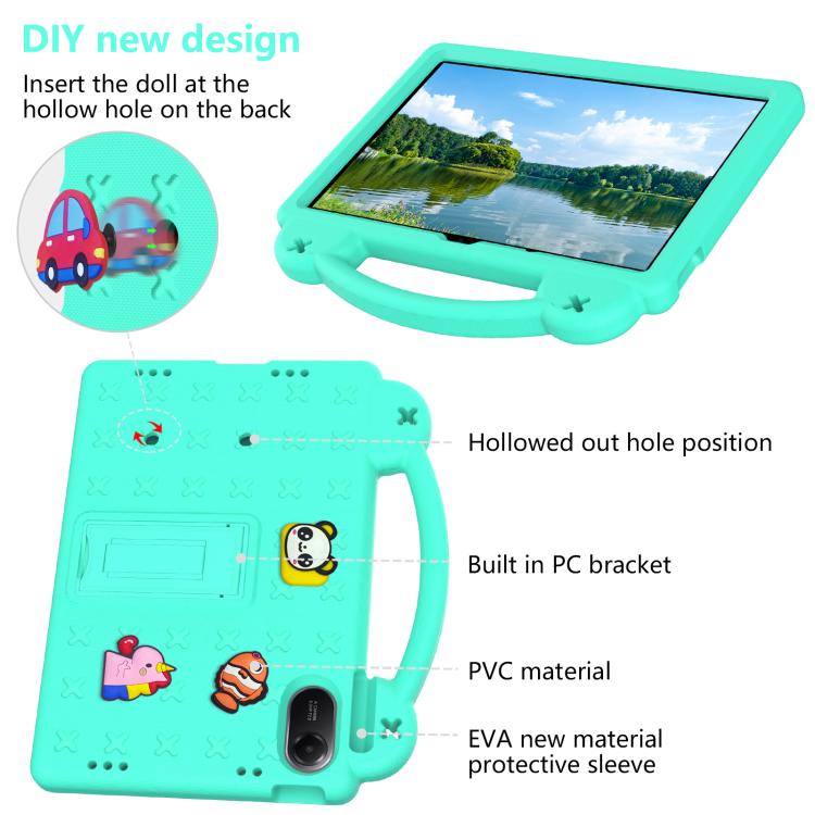 Funda de EVA a prueba de golpes para Xiaomi Redmi Pad 2 11 2025 con asa y soporte para niños (verde menta)