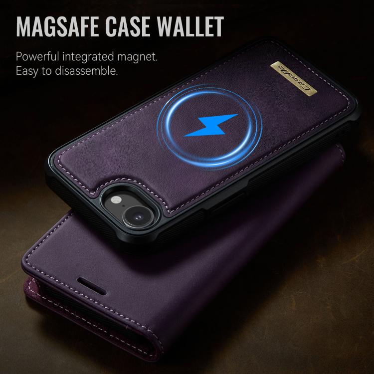 Funda de cuero desmontable CaseMe C49 MagSafe con bloqueo RFID para iPhone 16e (morado)