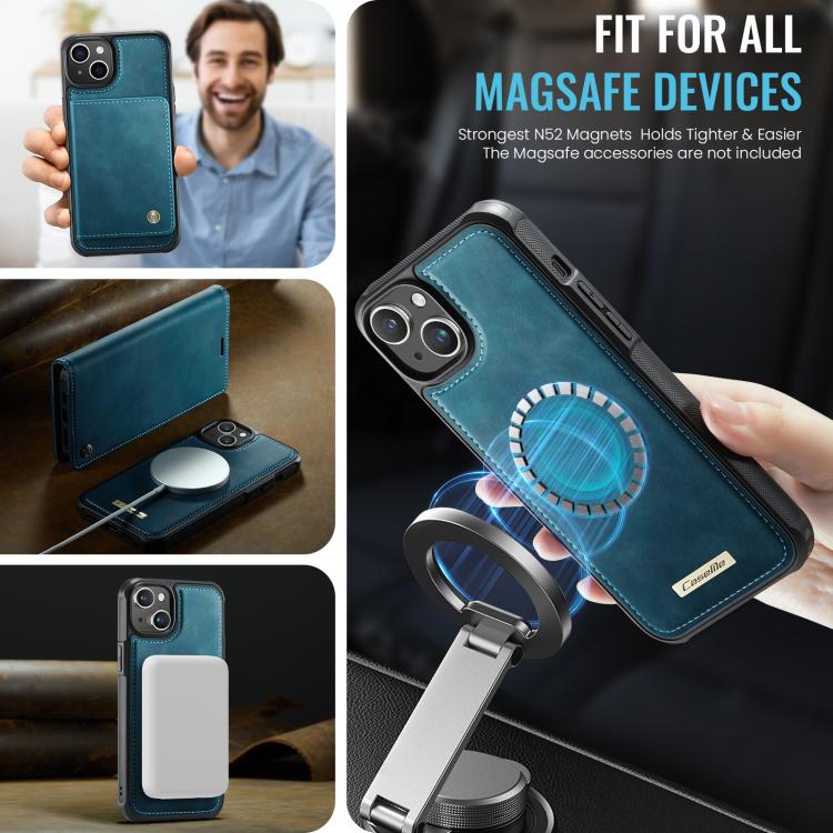 Funda de cuero desmontable CaseMe C49 con bloqueo RFID MagSafe para iPhone 14 (verde)