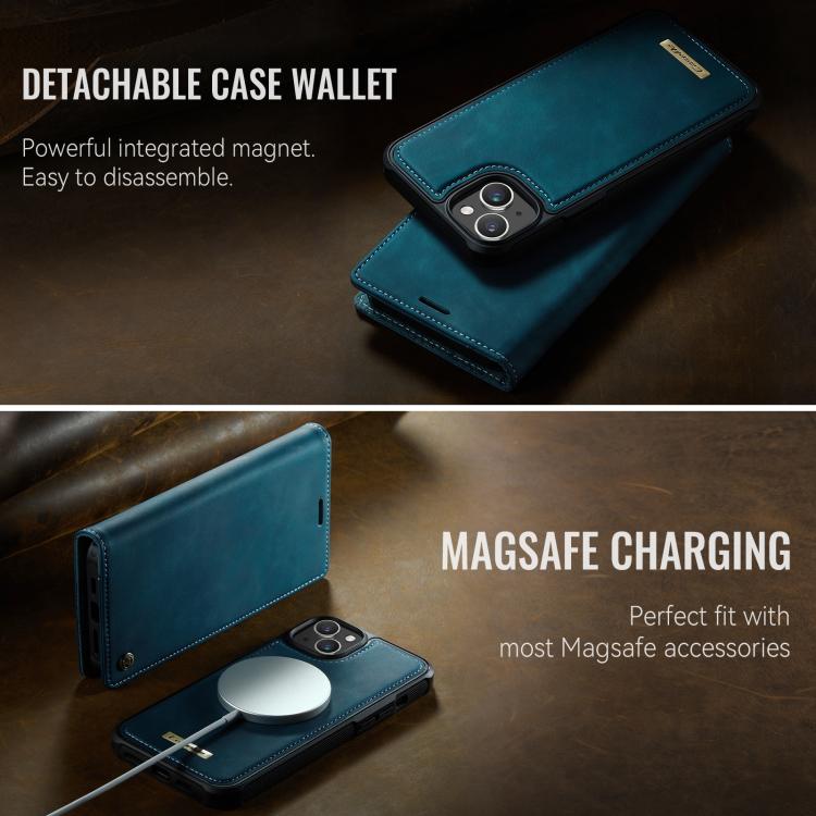 Funda de cuero desmontable CaseMe C49 con bloqueo RFID MagSafe para iPhone 14 (verde)