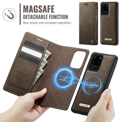 Funda de cuero desmontable con bloqueo RFID magnético CaseMe C49 para Samsung Galaxy S20 Ultra (café)