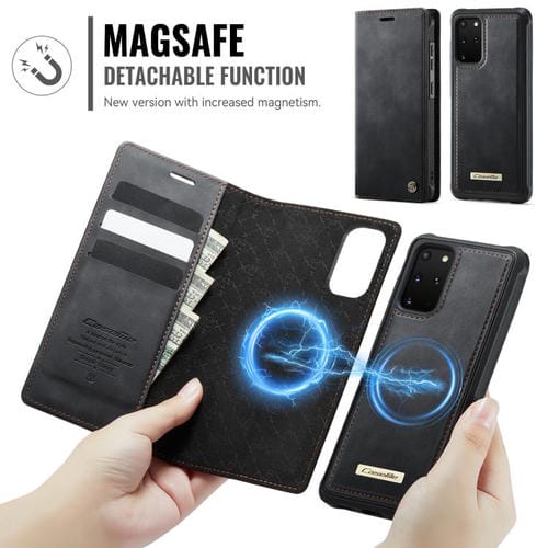 Funda de cuero desmontable CaseMe C49 con bloqueo RFID magnético para Samsung Galaxy S20+ (negra)