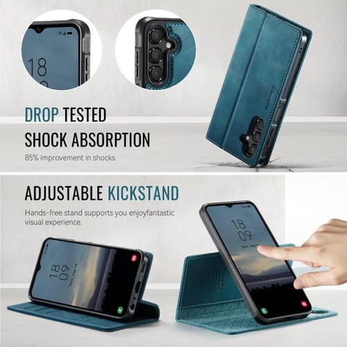 Funda de cuero desmontable con bloqueo RFID magnético para Samsung Galaxy A14 5G / M44 CaseMe C49 (verde)