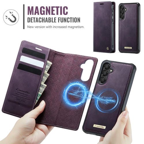 Funda de cuero desmontable con bloqueo RFID magnético CaseMe C49 para Samsung Galaxy A55/A35 5G (morado)