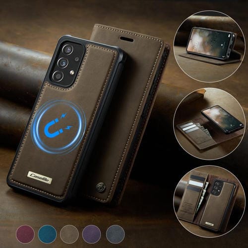 Funda de cuero desmontable CaseMe C49 con bloqueo RFID magnético para Samsung Galaxy A52/A52s (café)