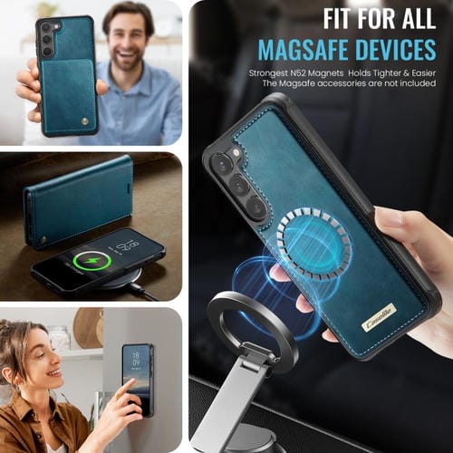 Funda de cuero desmontable con bloqueo RFID magnético para Samsung Galaxy S23+ 5G CaseMe C49 (verde)