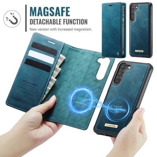 Funda de cuero desmontable con bloqueo RFID magnético para Samsung Galaxy S23+ 5G CaseMe C49 (verde)