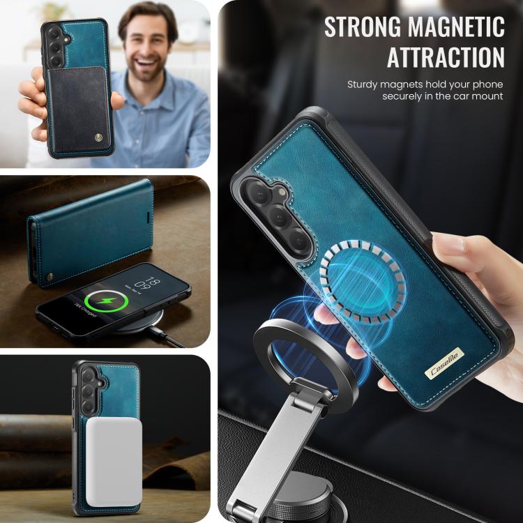 Funda de cuero desmontable CaseMe C49 con bloqueo RFID magnético para Samsung Galaxy S24 FE 5G (verde)