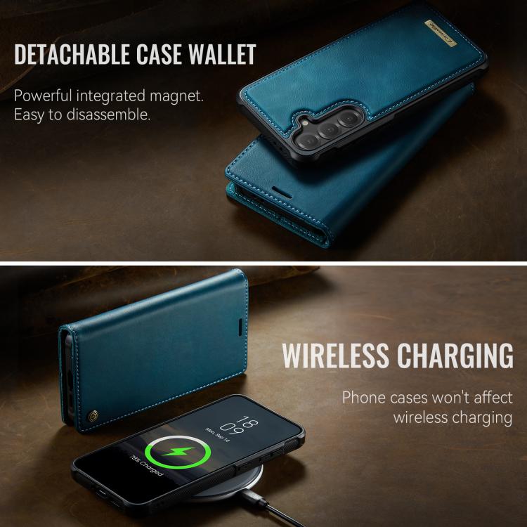 Funda de cuero desmontable CaseMe C49 con bloqueo RFID magnético para Samsung Galaxy S24 FE 5G (verde)