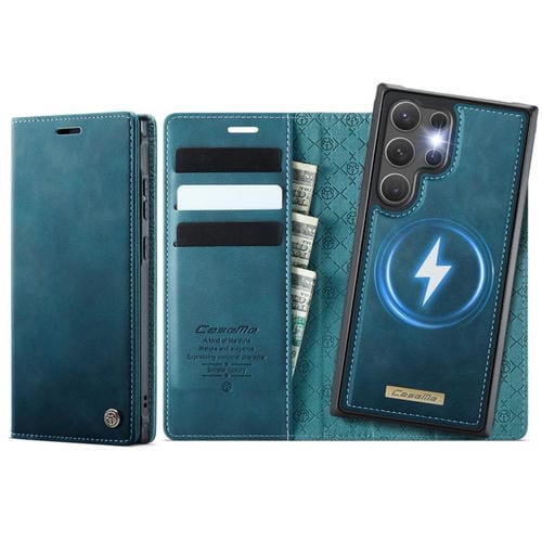 Funda de cuero desmontable con bloqueo RFID magnético para Samsung Galaxy S25 Ultra 5G CaseMe C49 (verde)