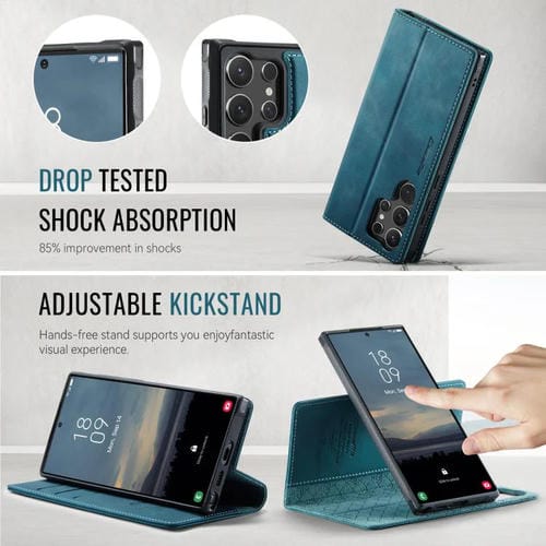 Funda de cuero desmontable con bloqueo RFID magnético para Samsung Galaxy S25 Ultra 5G CaseMe C49 (verde)