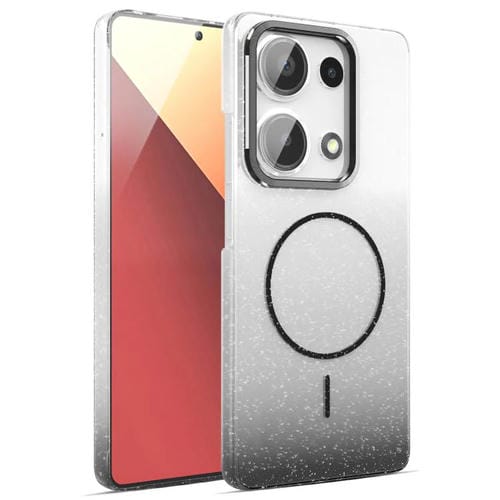 Funda MagSafe a prueba de golpes para Xiaomi Redmi Note 13 Pro 4G con purpurina dorada y degradado (negro)
