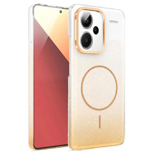 Funda para Xiaomi Redmi Note 13 Pro+ 5G con purpurina dorada y degradado MagSafe a prueba de golpes (dorada)