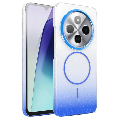 Funda MagSafe a prueba de golpes para Xiaomi Redmi 14C 4G con purpurina dorada y degradado (azul)