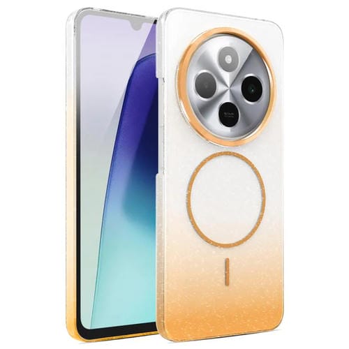 Funda MagSafe a prueba de golpes para Xiaomi Redmi 14C 4G con purpurina dorada y degradado (dorada)