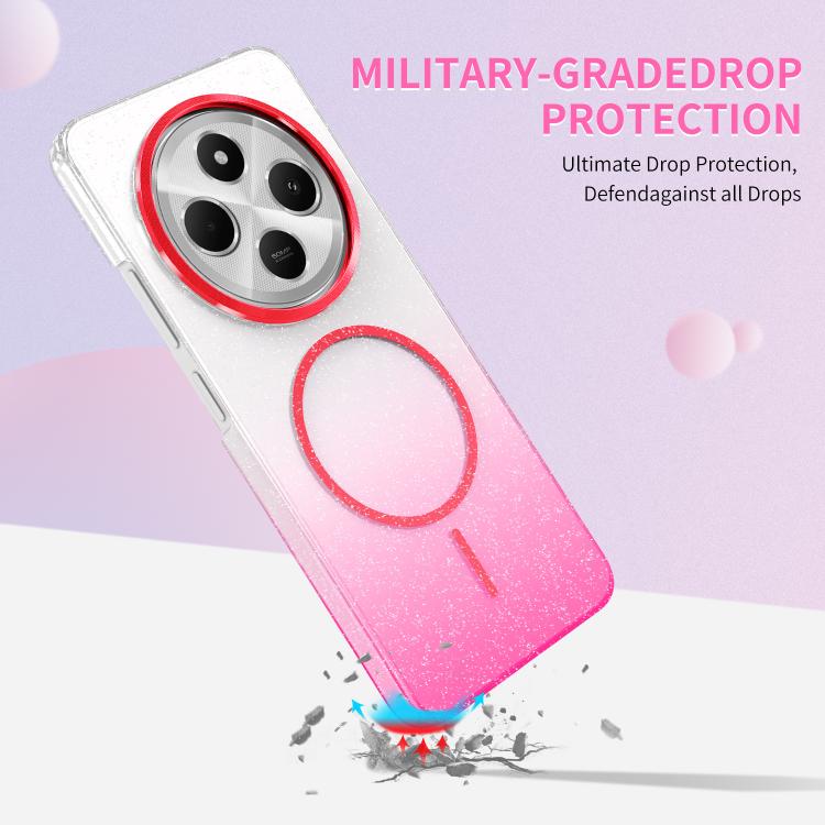 Funda para Xiaomi Poco M6 4G con purpurina dorada y degradado MagSafe a prueba de golpes (dorada)
