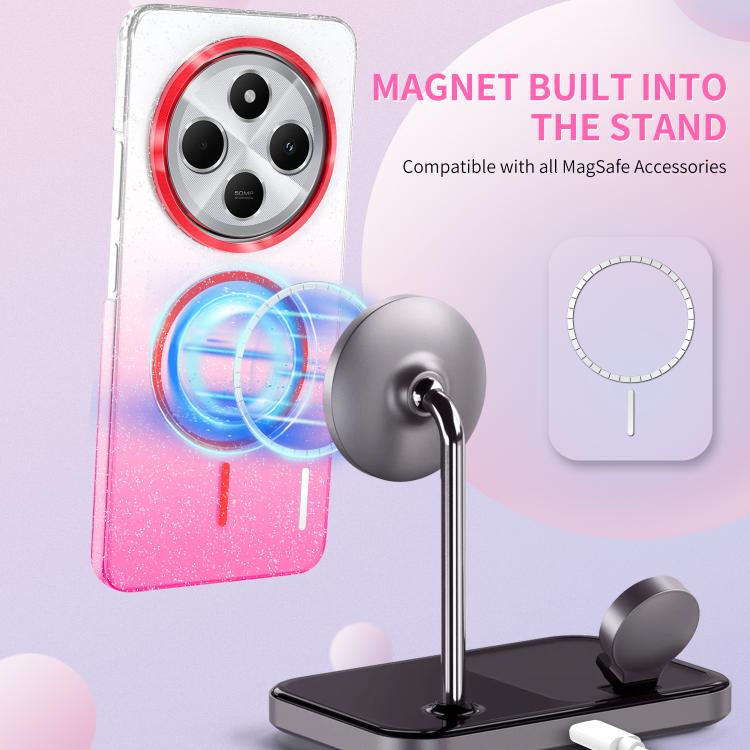 Funda MagSafe a prueba de golpes con degradado de brillo y diamantes dorados para Xiaomi Redmi Note 10/10s (negra)