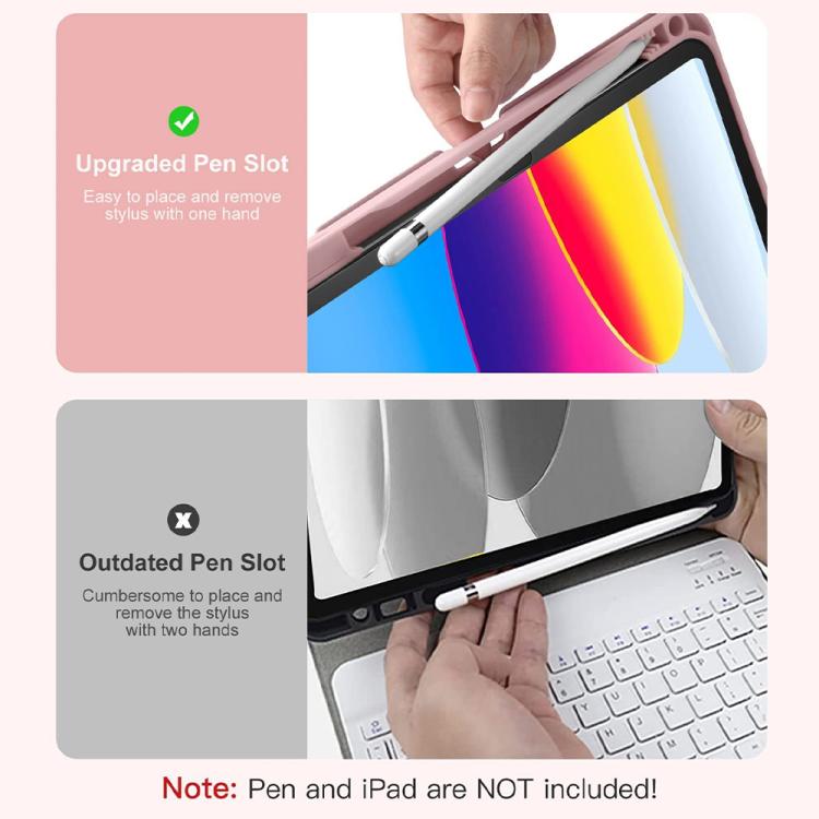 Funda de silicona y cuero con teclado Bluetooth para iPad Air 11 (2025/2024) con ranura para bolígrafo (azul cielo)