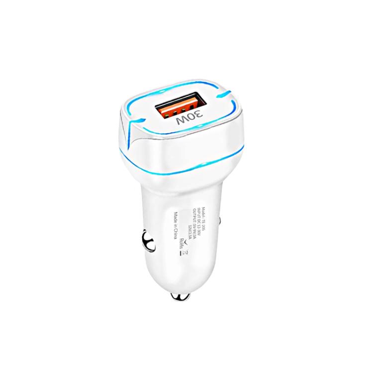Cargador USB para coche QC3.0 de 30 W (blanco)
