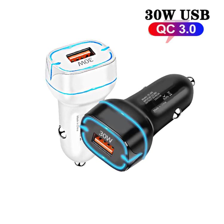Cargador USB para coche QC3.0 de 30 W (blanco)