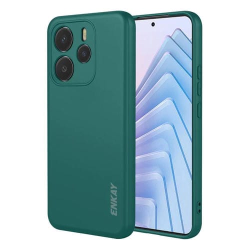 ENKAY - Funda de silicona líquida suave a prueba de golpes para Redmi Note 14 5G (India/Global) (Verde oscuro)
