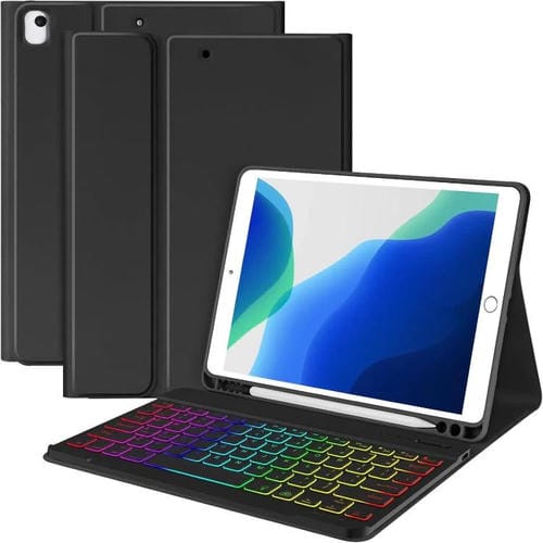 Funda con teclado magnético Bluetooth a color para iPad 2025 (negro premium)