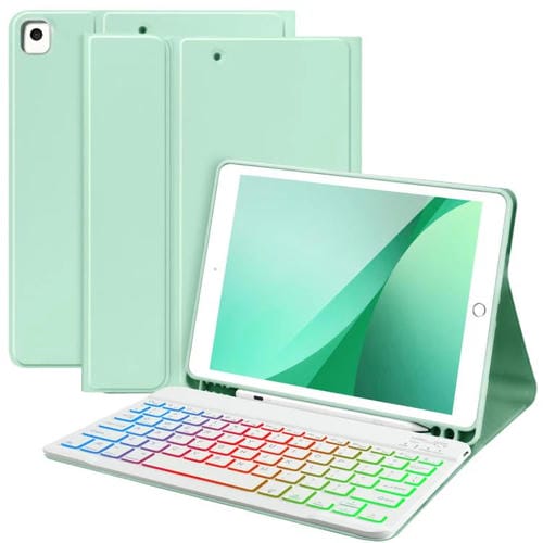 Funda con teclado magnético Bluetooth para iPad 2025 (verde suave)