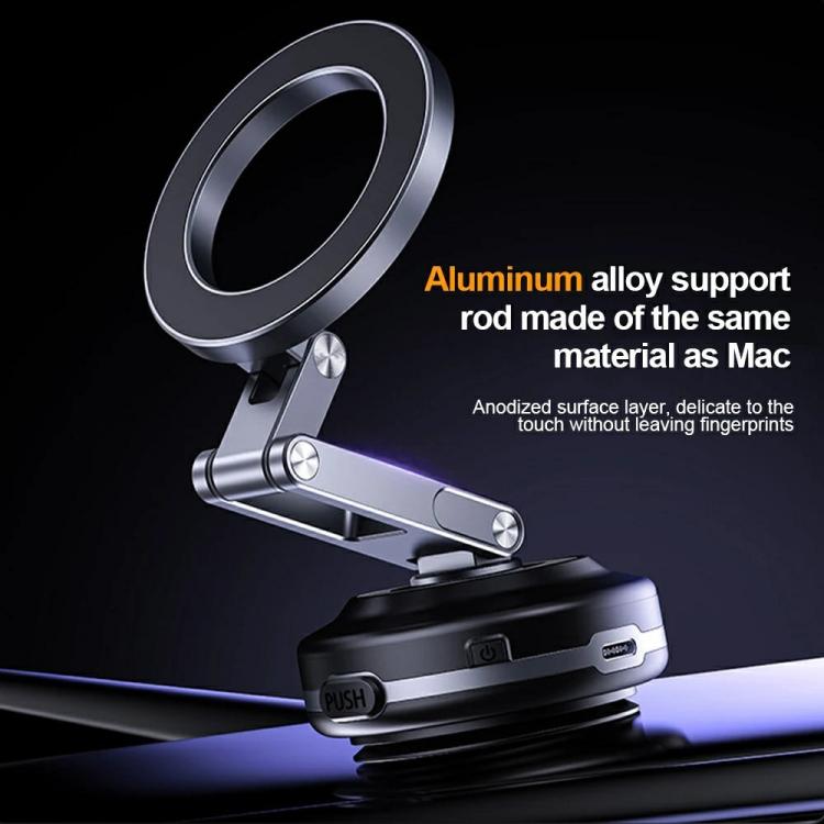 Soporte de teléfono para coche con brazo plegable X63, ventosa de aleación de aluminio (negro)