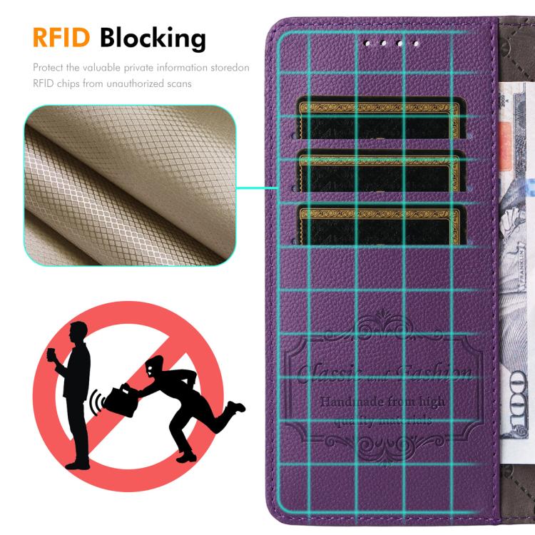 ENKAY - Funda de piel con textura de lichi y función atril para iPhone 16 Pro Max (beige)