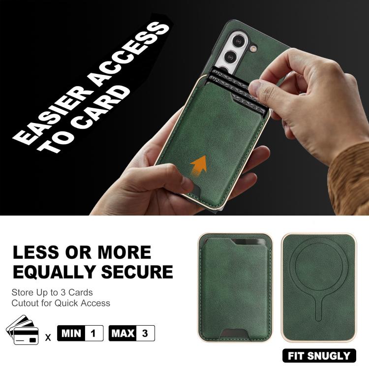 Funda de cuero con etiqueta lateral para Samsung Galaxy Z Fold6 Kalebol Slim MagSafe Ring Magnetic Card Bag (verde)