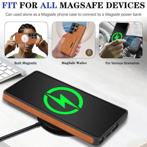 Funda de cuero con tres pliegues y adhesivo lateral para Samsung Galaxy S24 Ultra 5G (marrón)