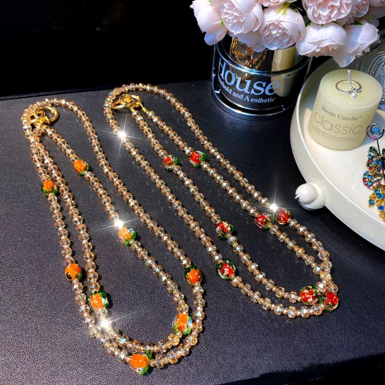 Cadena para teléfono móvil de cristal Ruyi de caqui (naranja)