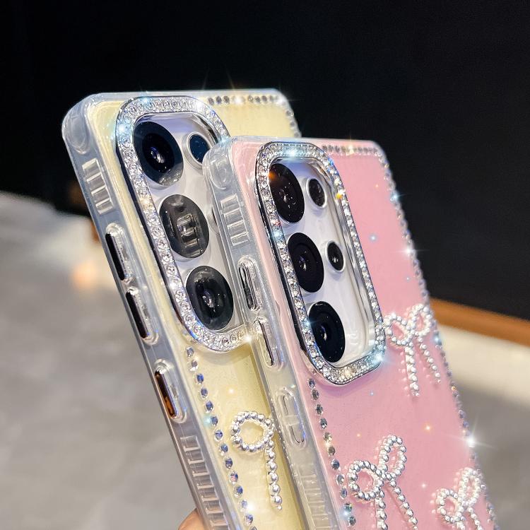 Funda transparente con lazo y cuatro esquinas para Samsung Galaxy A56 5G, a prueba de golpes y con purpurina de diamante (transparente)