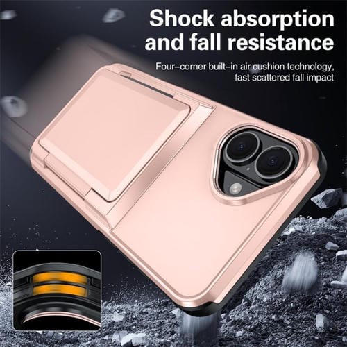 Funda a prueba de golpes Kalebol Flip Card Wallet para iPhone 16 (negra)