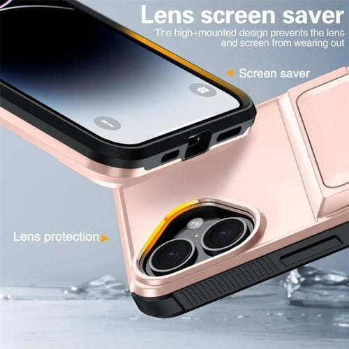 Funda abatible para iPhone 16 con tarjetero, a prueba de golpes, color azul