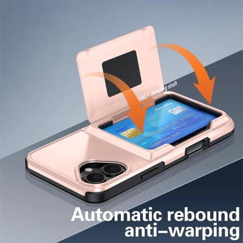 Funda abatible para iPhone 16 con tarjetero, a prueba de golpes, color azul